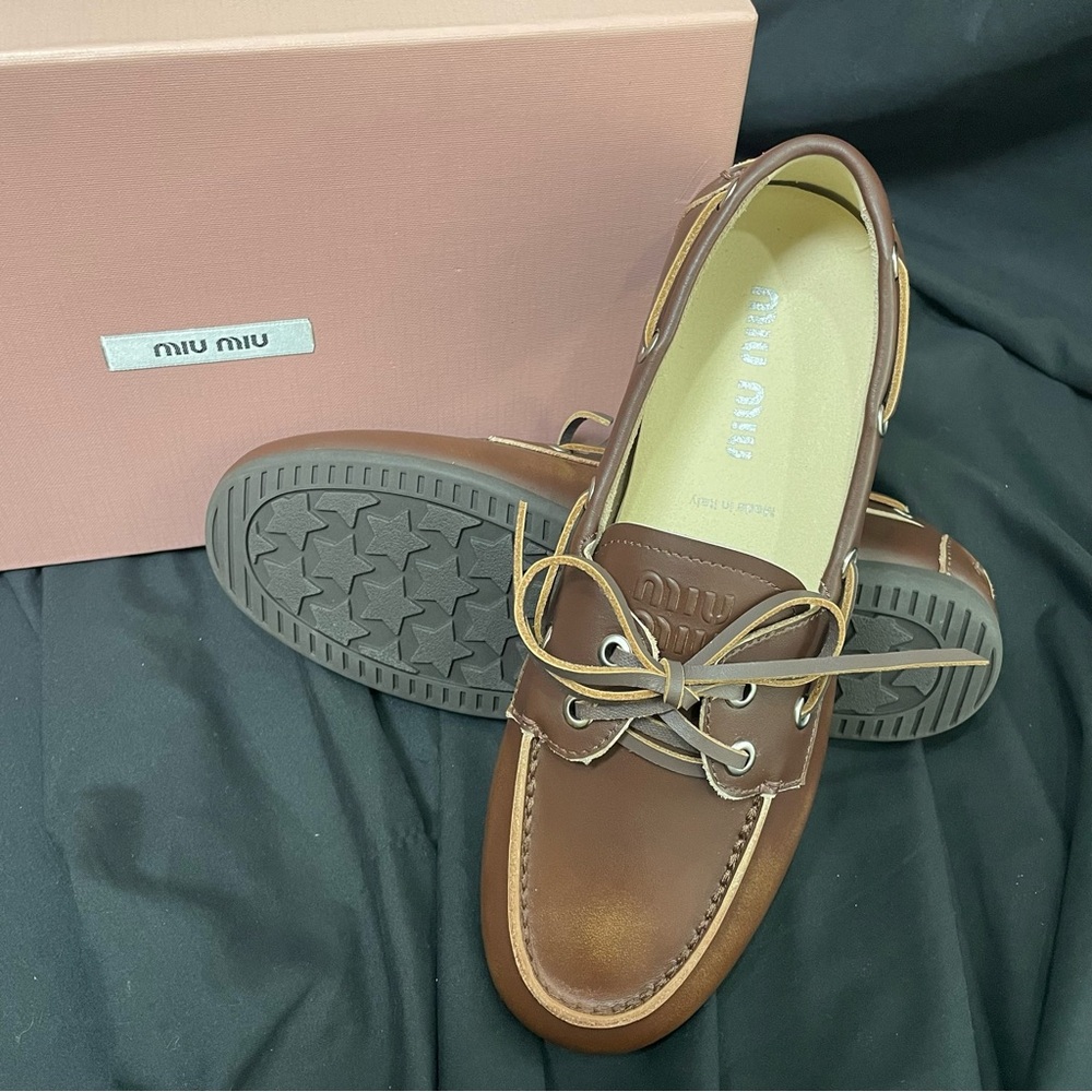 Miu Miu Women's Brown Loafers - Picture 2 of 8